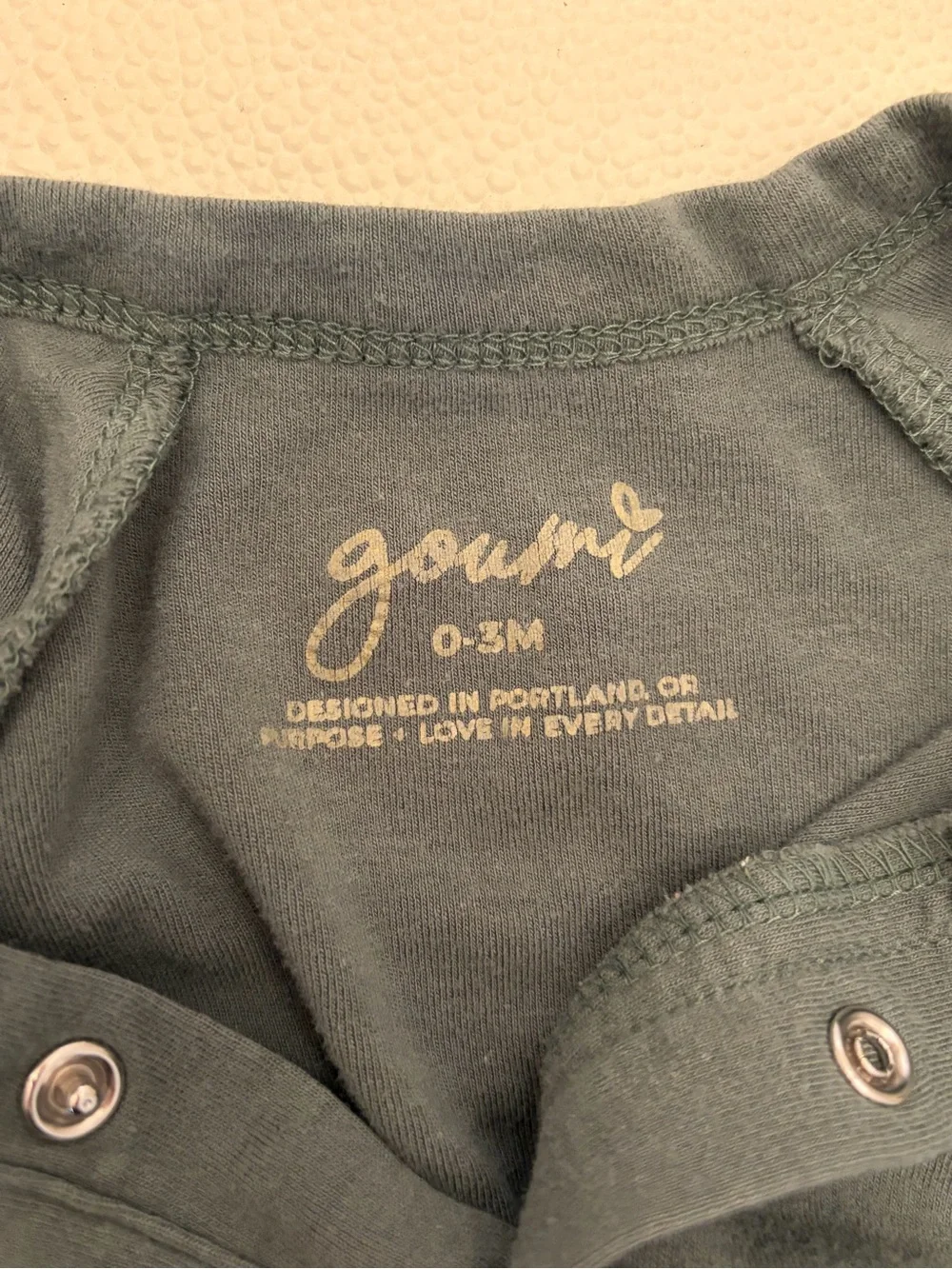TWO Goumi Kids Sleepers, 0-3mo, Slate blue and green